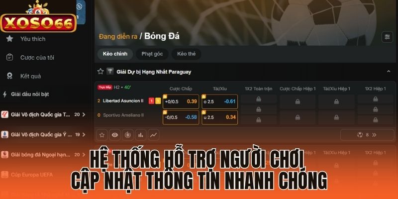 Hệ thống hỗ trợ người chơi cập nhật thông tin nhanh chóng 